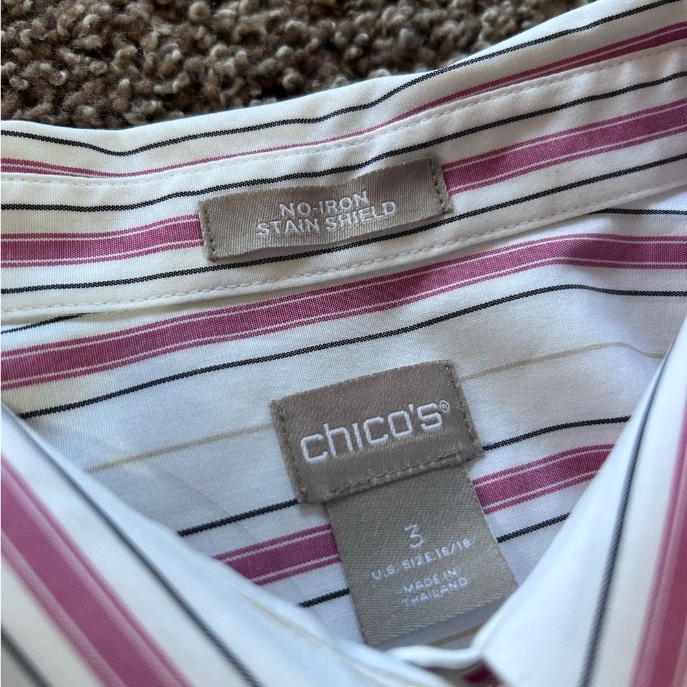 Chico's Striped Button-Up Shirt - Picture 3 of 10